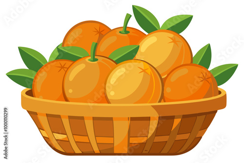oranges in a basket - vector illustration of orange isolated on white, orange vector art