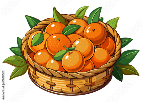 basket with oranges - vector illustration of orange isolated on white, orange vector art