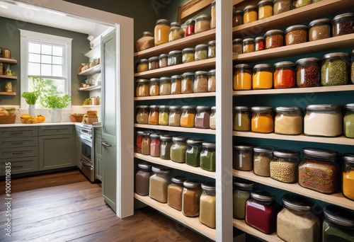 Wallpaper Mural vibrant display stocked pantry essentials featuring colorful fresh organized nutritious options well stocked kitchen, ingredients, containers, shelves Torontodigital.ca