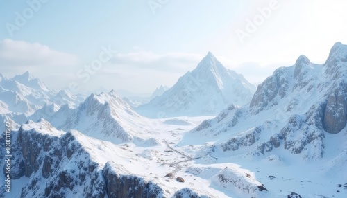  Majestic mountain range under a clear sky