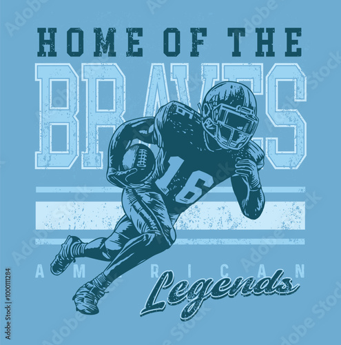 American football player in composition with lettering. Editable art for printing on t-shirts, posters, etc.