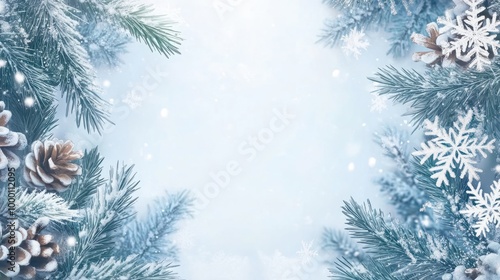 Decorative winter border with snowflakes