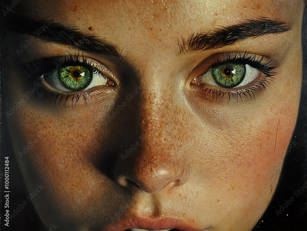 Intense Green Eyes: A Close-Up Portrait of Beauty and Expression Intense Green Eyes: A Close-Up Portrait of Beauty and Expression
