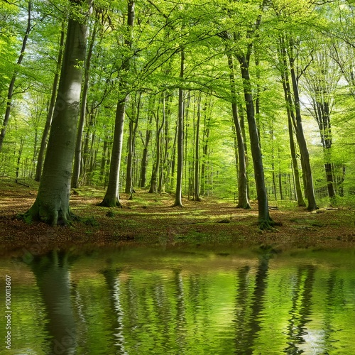 Green beech trees in spring