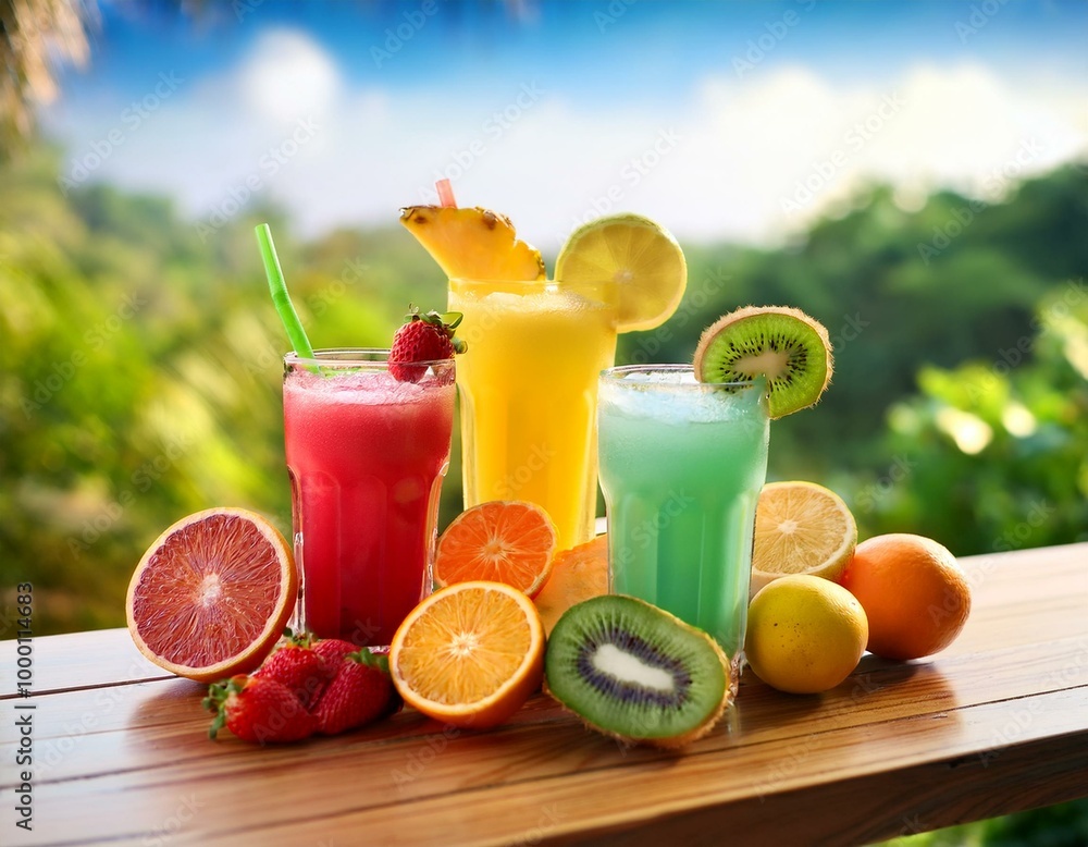 colorful drinks and fruits colorful drinks and fruits