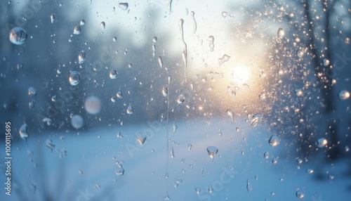  Raindrops on a window a serene winter scene