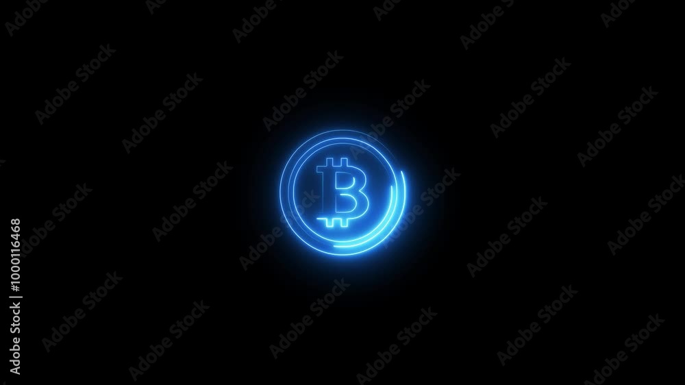 Bit coin icon animated on black background 4k video. Bit coin icon animated on black background 4k video.