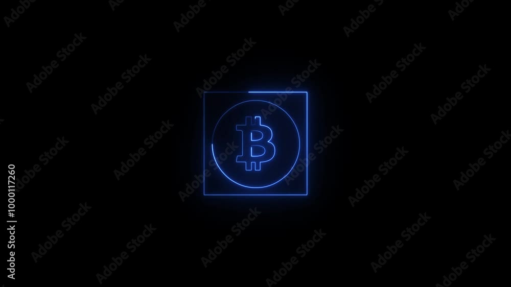 Bit coin icon animated on black background. Neon Bit coin sign background video. Bit coin icon animated on black background. Neon Bit coin sign background video.