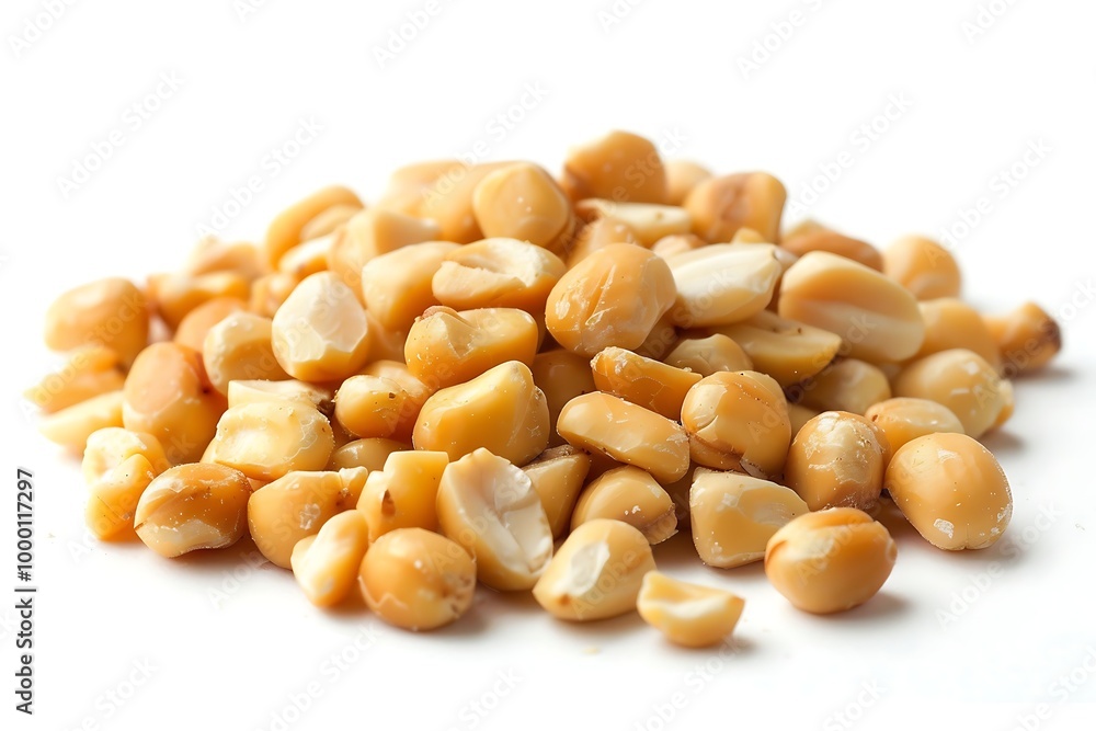 Heap of fried peanuts on white background. Close-up. Heap of fried peanuts on white background. Close-up.
