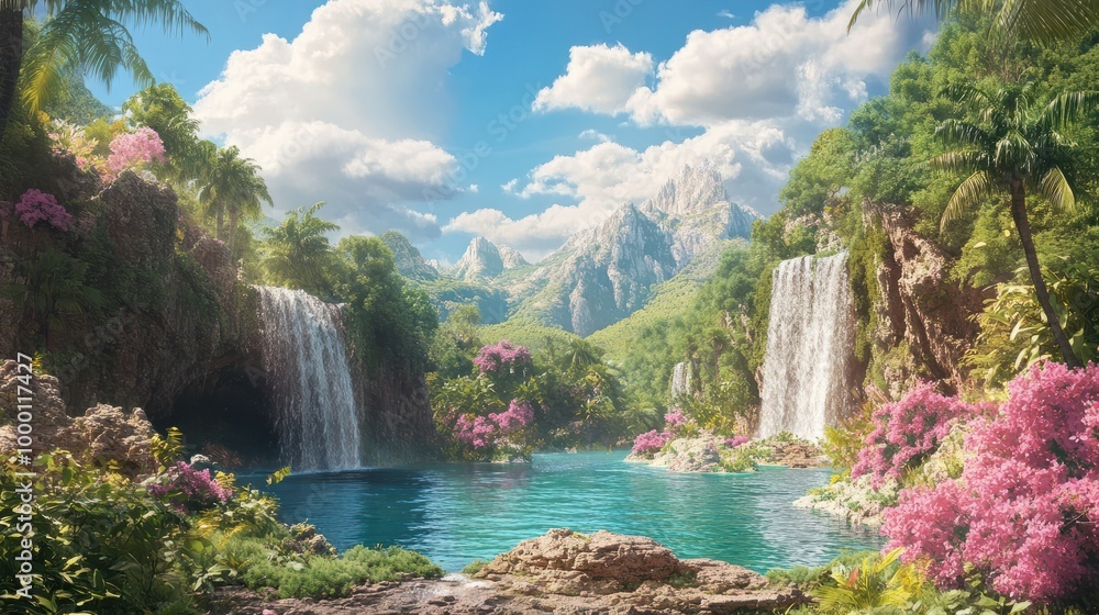 Illustration of a paradise landscape Illustration of a paradise landscape
