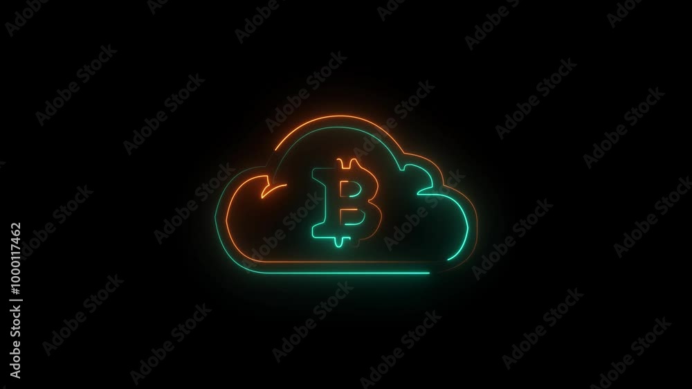 Neon Bit coin sign background 4k video. Neon Bit coin sign background 4k video.
