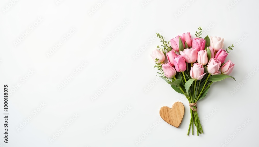 Elegant bouquet of pink tulips with a heartfelt touch Elegant bouquet of pink tulips with a heartfelt touch