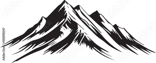 Mountain outline vector with the tree, Mountain range silhouette isolated vector illustration.