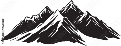 Mountain outline vector with the tree, Mountain range silhouette isolated vector illustration.