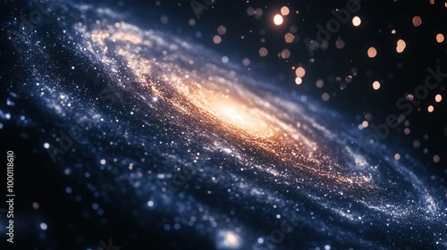 Futuristic Crystal Clear Glittering Galaxy in the Darkness