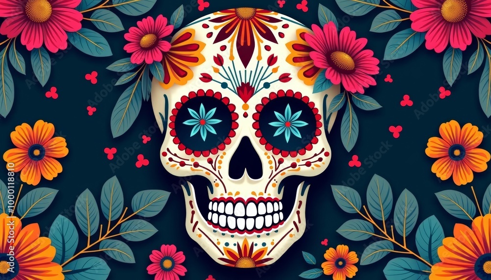 Floral Day of the Dead Skull Floral Day of the Dead Skull