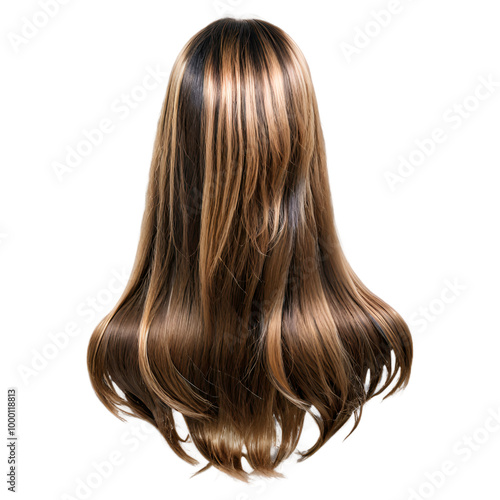 This stunning long brown wig features flowing, luxurious strands with highlights that give it a natural and vibrant look, perfect for various styling options and occasions