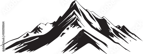 Black silhouette mountains outline vector illustration, 