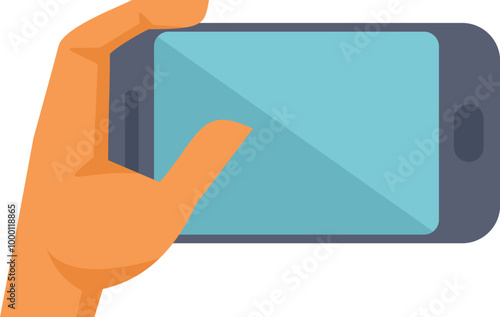 Hand is holding a smartphone and taking a photo or recording a video