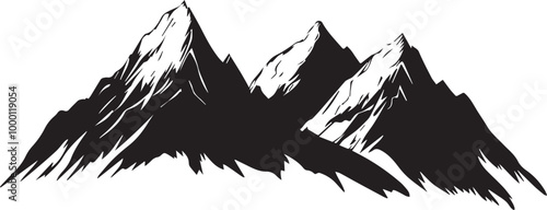 Black silhouette mountains outline vector illustration, 