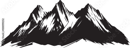 Black silhouette mountains outline vector illustration, 