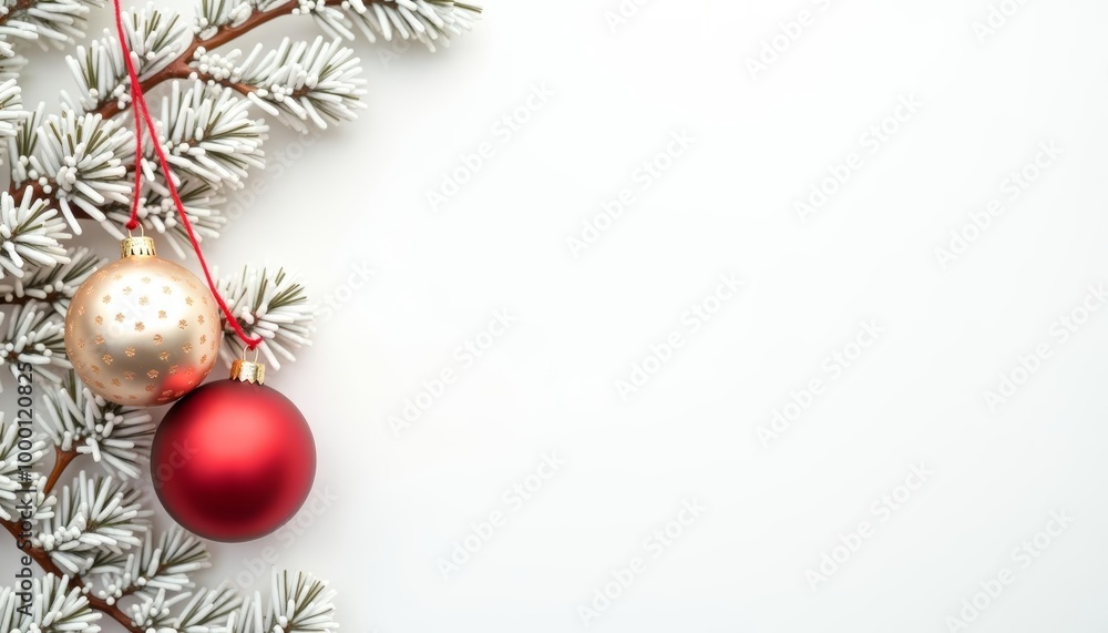 Joyful Christmas ornaments on a branch Joyful Christmas ornaments on a branch