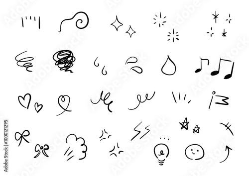 手描きの感情のあしらいの漫符イラスト アイコンセット