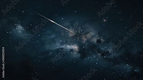 A phosphorescent trail left by a shooting star against the backdrop of a dark, vast universe, inspiring awe and hope.