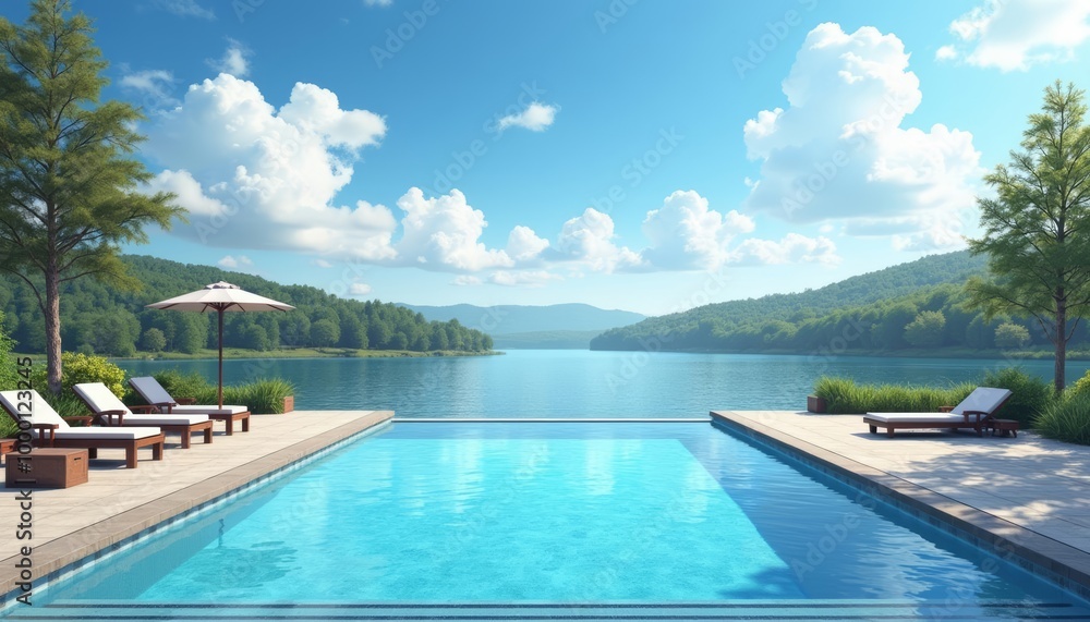 Obraz premium Escape to serene lakeside luxury