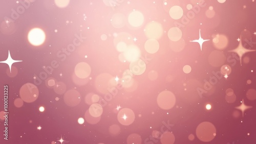 light pink abstract background with a bokeh circle and shiny stars. New year, birthday, holidays celebration.