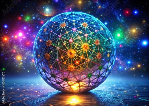 Intricate Sphere Mathematics with Geometric Shapes and Formulas Illustrating Advanced Concepts