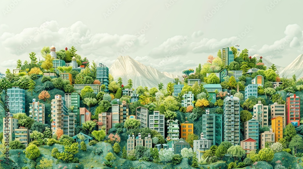 Realistic photo of a city struggling with resource depletion due to ...