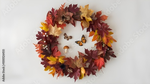 YELLOW AND ORANGE LEAVES WREATH photo