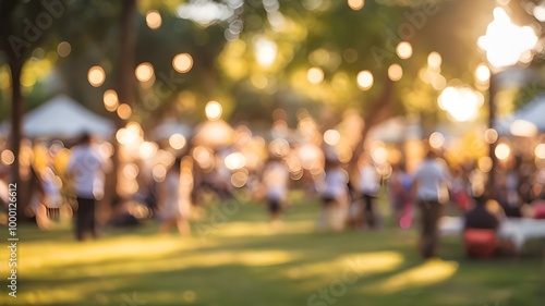 Abstract blur image of day festival in garden with bokeh for background usage	
