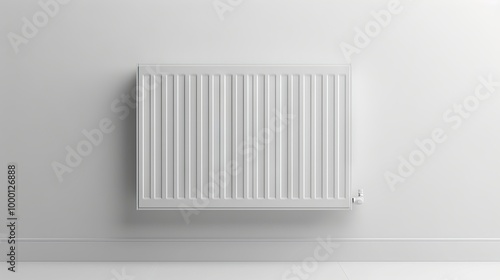 Wallpaper Mural Minimalist white radiator on a plain white background. Concept of home heating, minimalist interior design, clean and simple decor. Copy space Torontodigital.ca