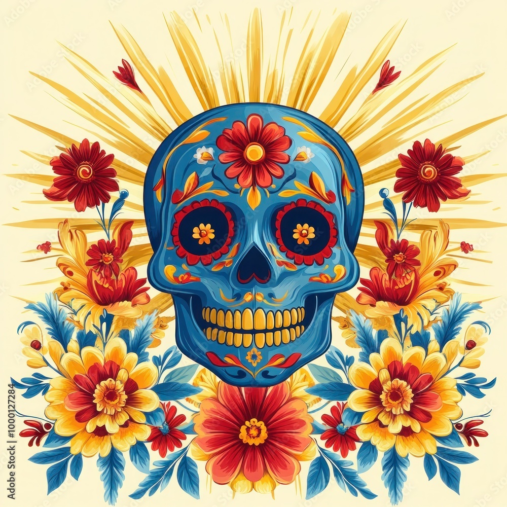 Dia de los Muertos Skull Vector Illustration for Mexican Holiday Traditions and Celebrations - Day of the Dead Graphics Dia de los Muertos Skull Vector Illustration for Mexican Holiday Traditions and Celebrations - Day of the Dead Graphics