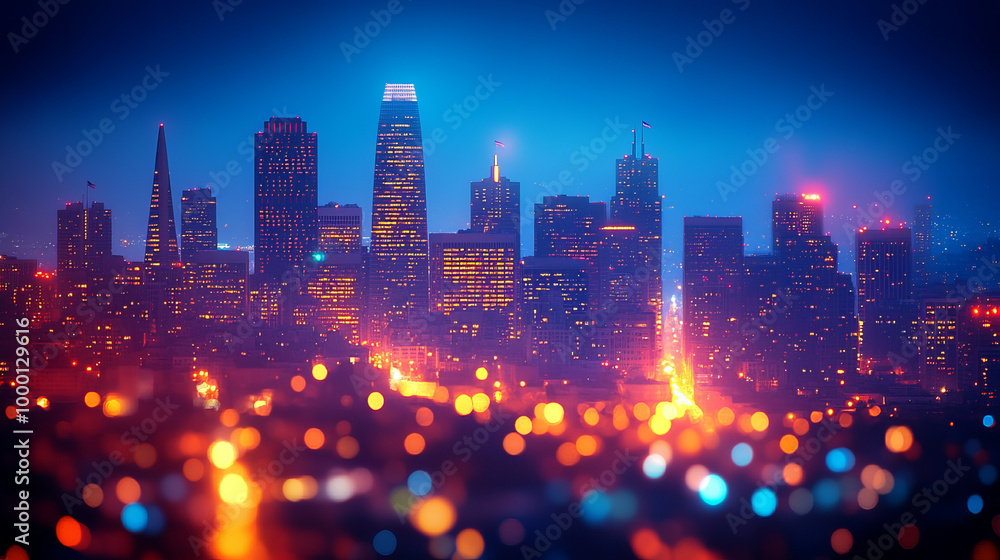 Blurred abstract bokeh background of San Francisco city lights at night Blurred abstract bokeh background of San Francisco city lights at night