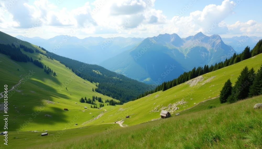 Obraz premium Majestic mountain landscape under a clear sky