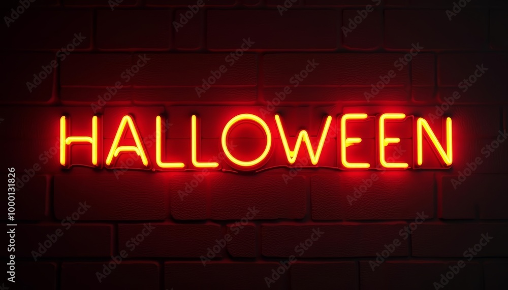 Spooky Halloween vibes with neon signage Spooky Halloween vibes with neon signage