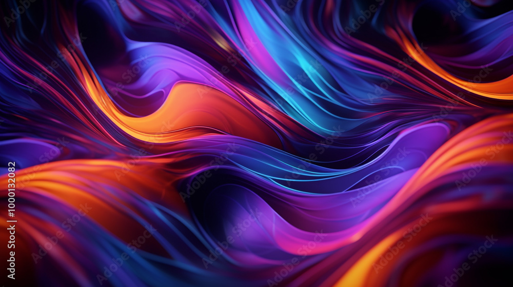 Obraz premium Neon abstract patterns pulsating in sync with music.