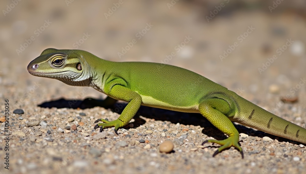 Vivid Green Lizard on a Rocky Surface Vivid Green Lizard on a Rocky Surface