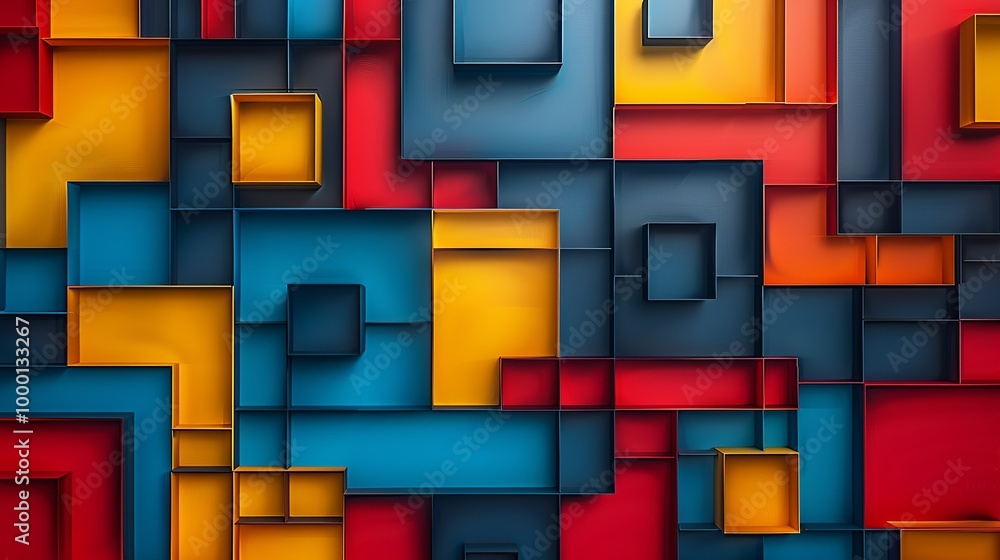 Realistic grid pattern featuring intersecting lines in bold vivid colors forming a lively and modern series of squares and rectangles for a dynamic background. high resolution Illustration, in the