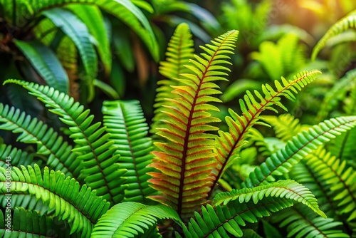 Lush Microsorum Scolopendria Fern with Vibrant Green Leaves in a Natural Tropical Environment photo