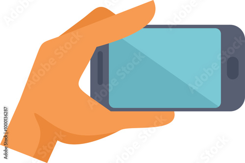 Human hand holding modern smartphone taking photo with blank screen for your app or website design