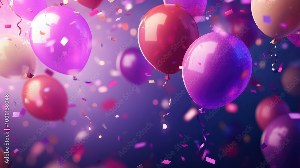 Party Background with lights, confetti, balloons and serpentine Party Background with lights, confetti, balloons and serpentine