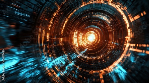 Time travel machine  Futuristic time travel machine  A high tech looking machine is traveling in time  Light speed effects 