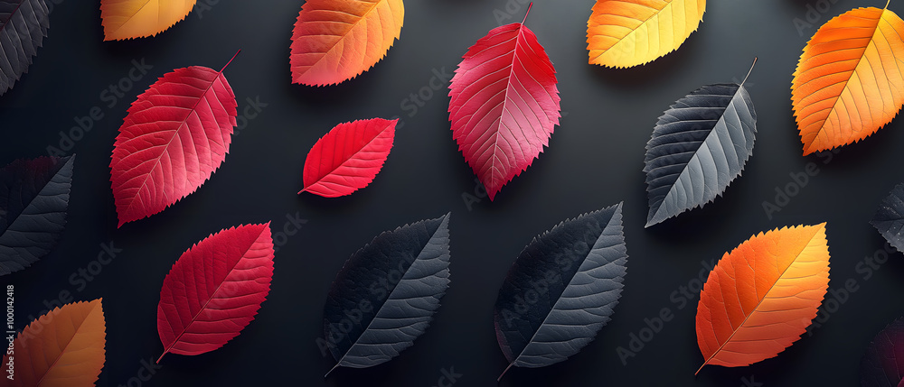 Bold Autumn Leaves Postcard Set with Modern Fall Colors Bold Autumn Leaves Postcard Set with Modern Fall Colors
