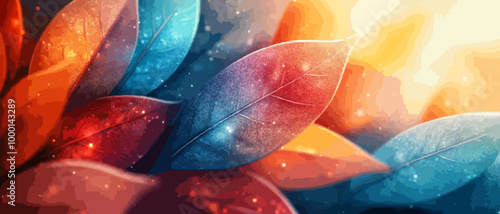Abstract Modern Fall Leaves Postcards with Layered Design