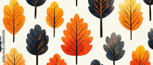 Modern Autumn Leaves Postcard Set with Fall Colors