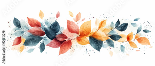 Abstract Modern Fall Leaves Postcards with Layered Design